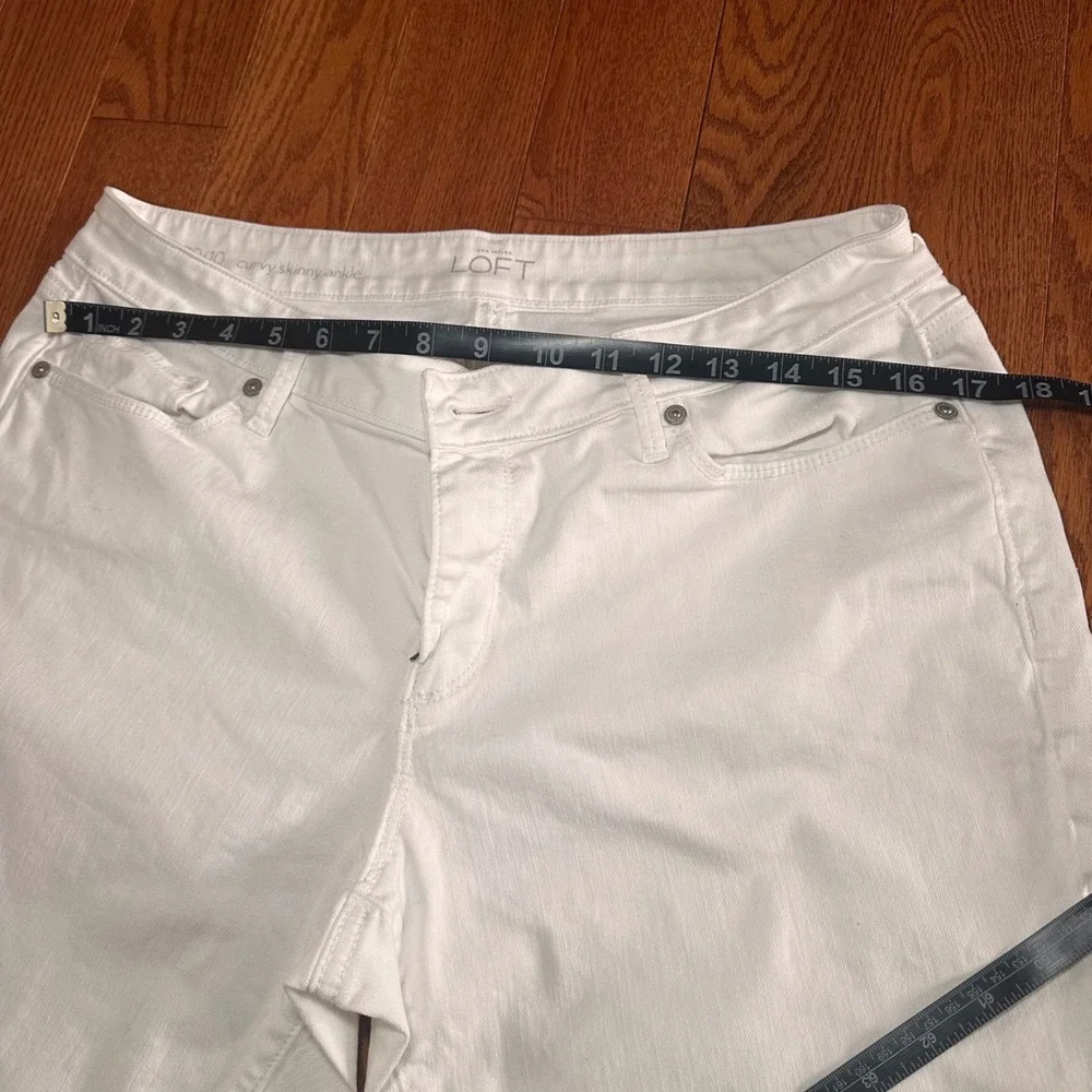 Ann Taylor Loft White Curvy Skinny Ankle Jeans Size 30/10 Side Zip Hem Pants